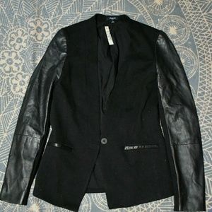 NWT Madewell Blazer With Leather Sleeves